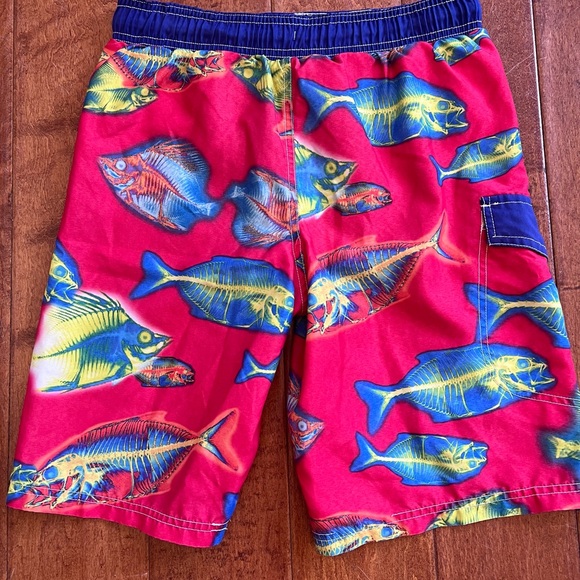 OP Boys Swim Board Shorts Red Fish - Picture 2 of 3